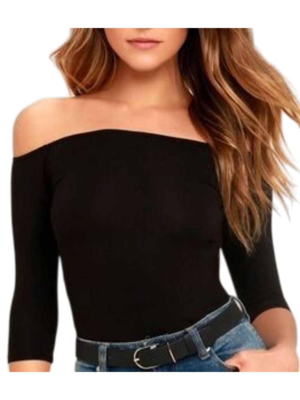 Lulus Basics Off Shoulder Half Sleeve Modal Top S Black